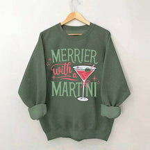 Merrier With A Martini Retro Christmas Sweatshirt