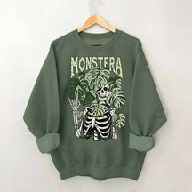 Monstera Skeleton Plant Halloween Sweatshirt