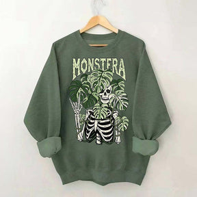 Monstera Skeleton Plant Halloween Sweatshirt