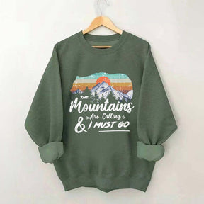 Retro Mountains Are Calling Hiking Camping Sweatshirt