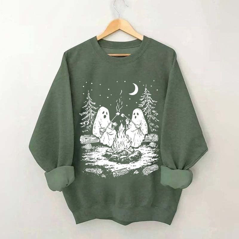 Retro Halloween Ghost Camping Sweatshirt