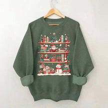 Cute Christmas Bookshelf Santa Sweatshirt