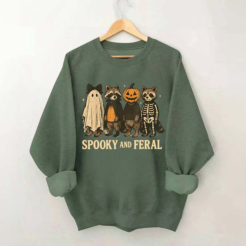 Cute Spooky and Feral Raccoon Sweatshirt