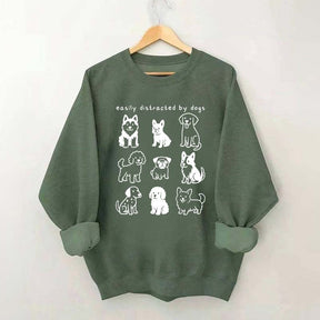 Funny Cute Easily Distracted By Dogs Sweatshirt