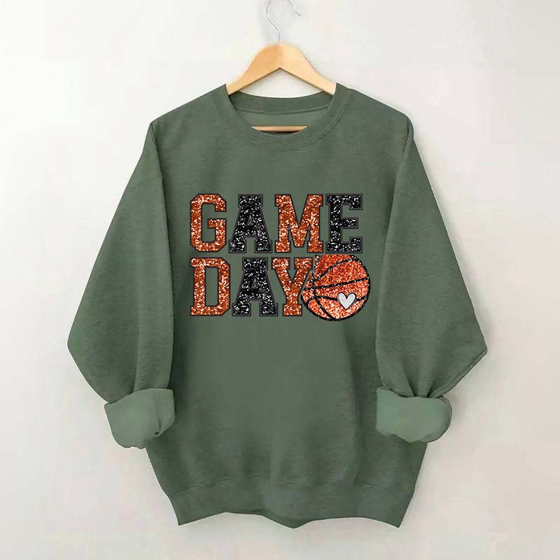 Game Day Basketball Bling Printed Sweatshirt