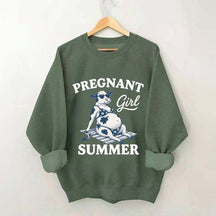 Pregnant Girl Summer Cow Sweatshirt