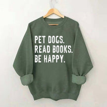 Retro Bookish Reading Books and Dogs Sweatshirt
