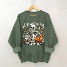 Just Waiting for Halloween Retro Halloween Sweatshirt