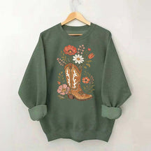 Retro Cowboy Boot Wildflower Sweatshirt