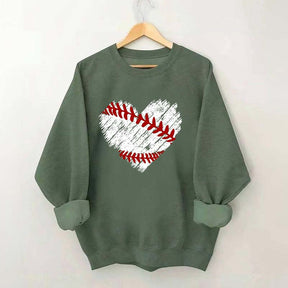Distressed Baseball Heart Sweatshirt