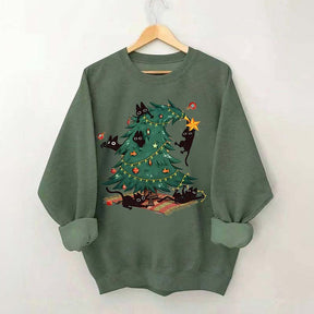 Christmas Tree And Cat Owner Sweatshirt
