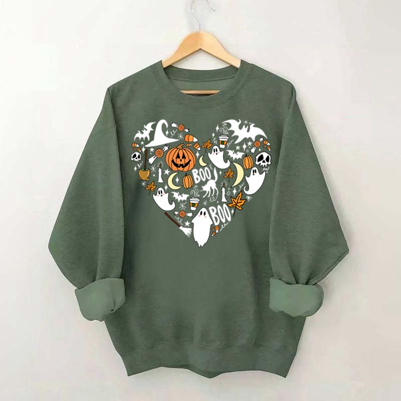 Happy Halloween Doodles Heart Sweatshirt