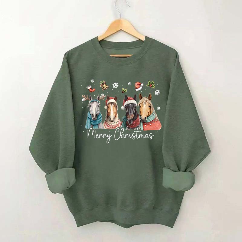 Festive Horse Quartet Christmas Sweatshirt