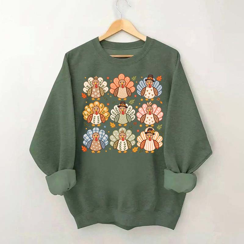 Boho Turkey Thanksgiving Preppy Fall Wild Sweatshirt