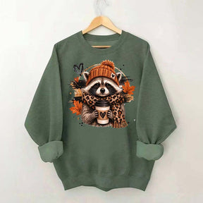 Autumn Coffee Lover Raccoon Sweatshirt
