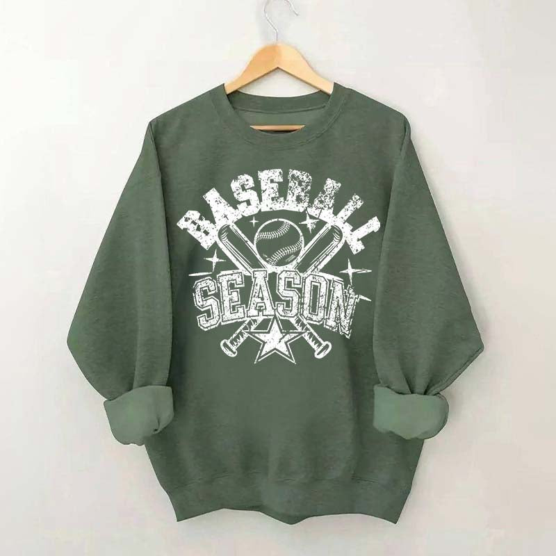 Baseball Season Retro Checkered Sweatshirt