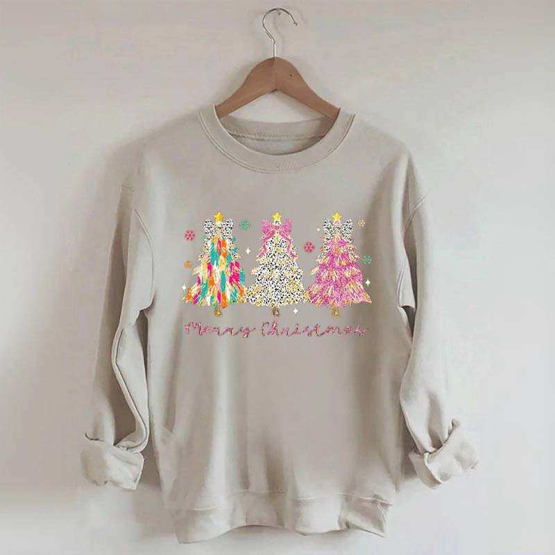 Colorful Glitter Christmas Tree Fall Sweatshirt