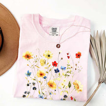 Delicate Floral Print Botanical T-Shirt