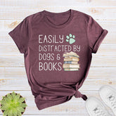 Easily Distracted By Dogs And Books T-Shirt