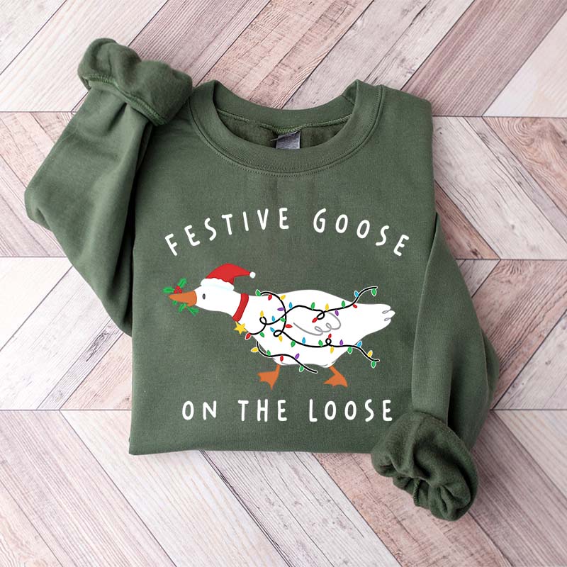 Xmas Duck Festive Goose On The Loose Sweatshirt