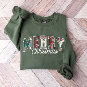 Tartan Plaid Pattern Merry Christmas Sweatshirt