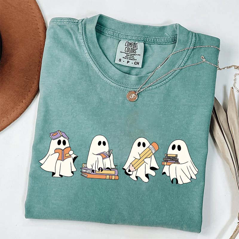 Cute Halloween Ghost Book T-Shirt