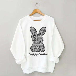 White Lace Bunny Coquette Bow Sweatshirt