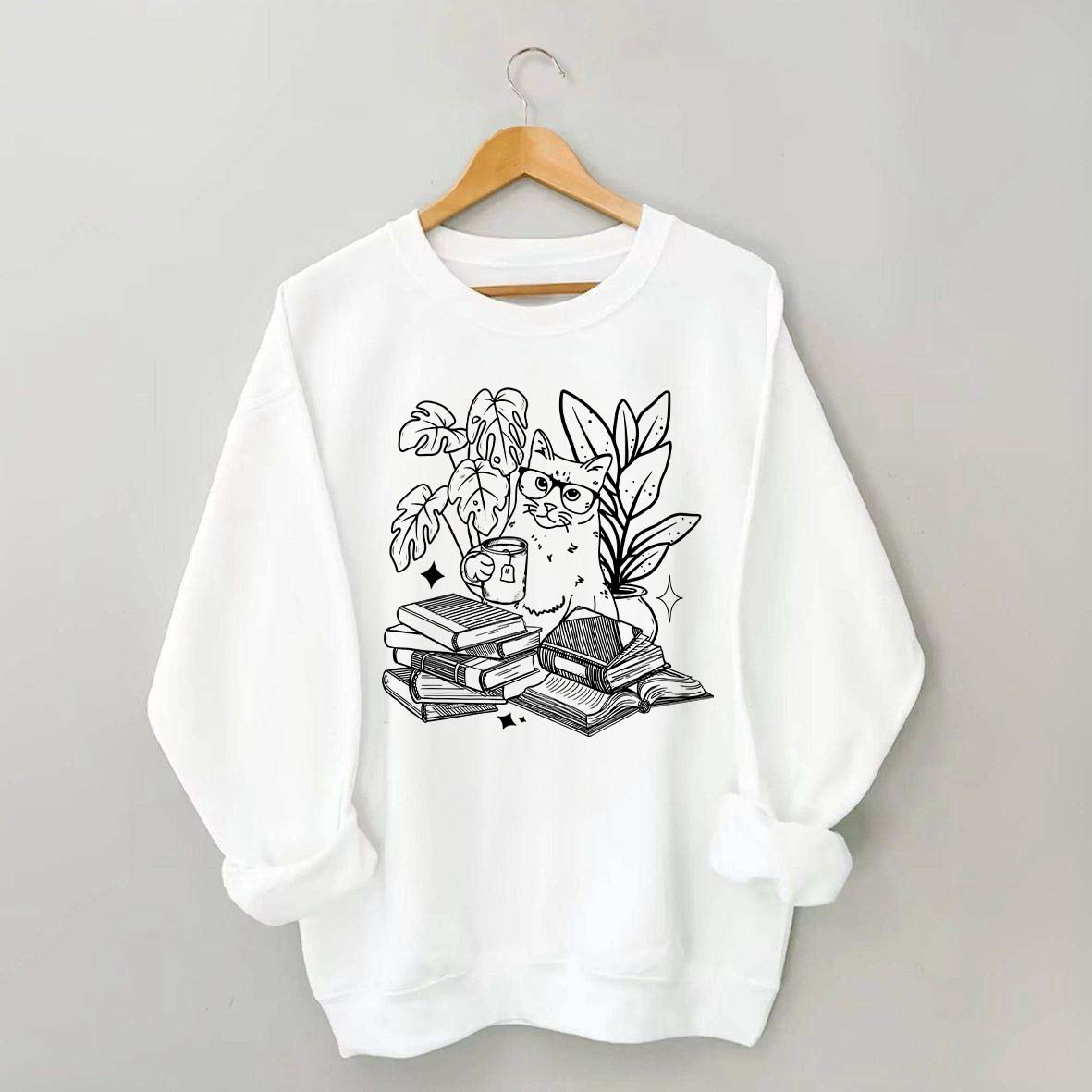 Cat Reading Book Sweatshirt