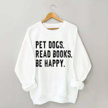 Retro Bookish Reading Books and Dogs Sweatshirt