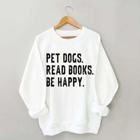 Retro Bookish Reading Books and Dogs Sweatshirt