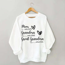 Custom Mom Grandma Great Grandma Est Year Sweatshirt