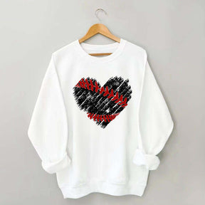 Distressed Baseball Heart Sweatshirt