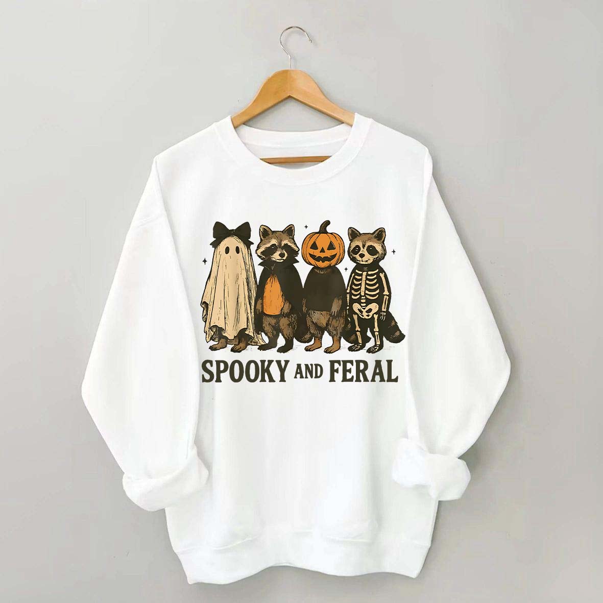 Cute Spooky and Feral Raccoon Sweatshirt