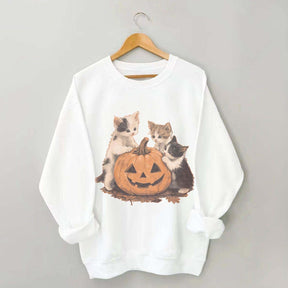 Vintage 90s Cat Halloween Pumpkin Sweatshirt
