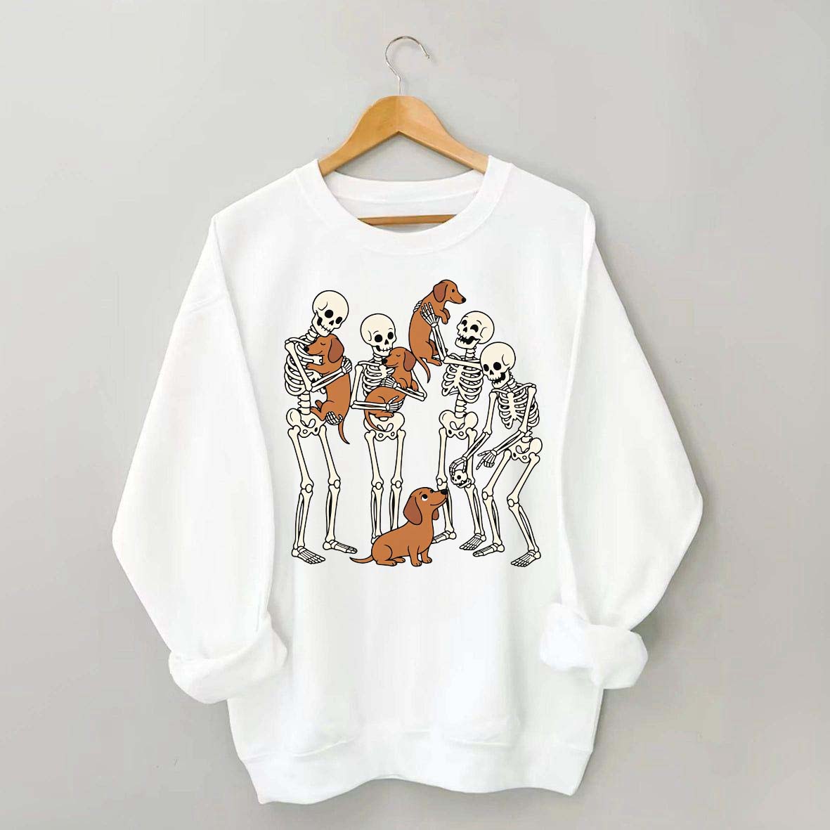 Halloween Dachshund Spooky Season Skeleton Bone Sweatshirt