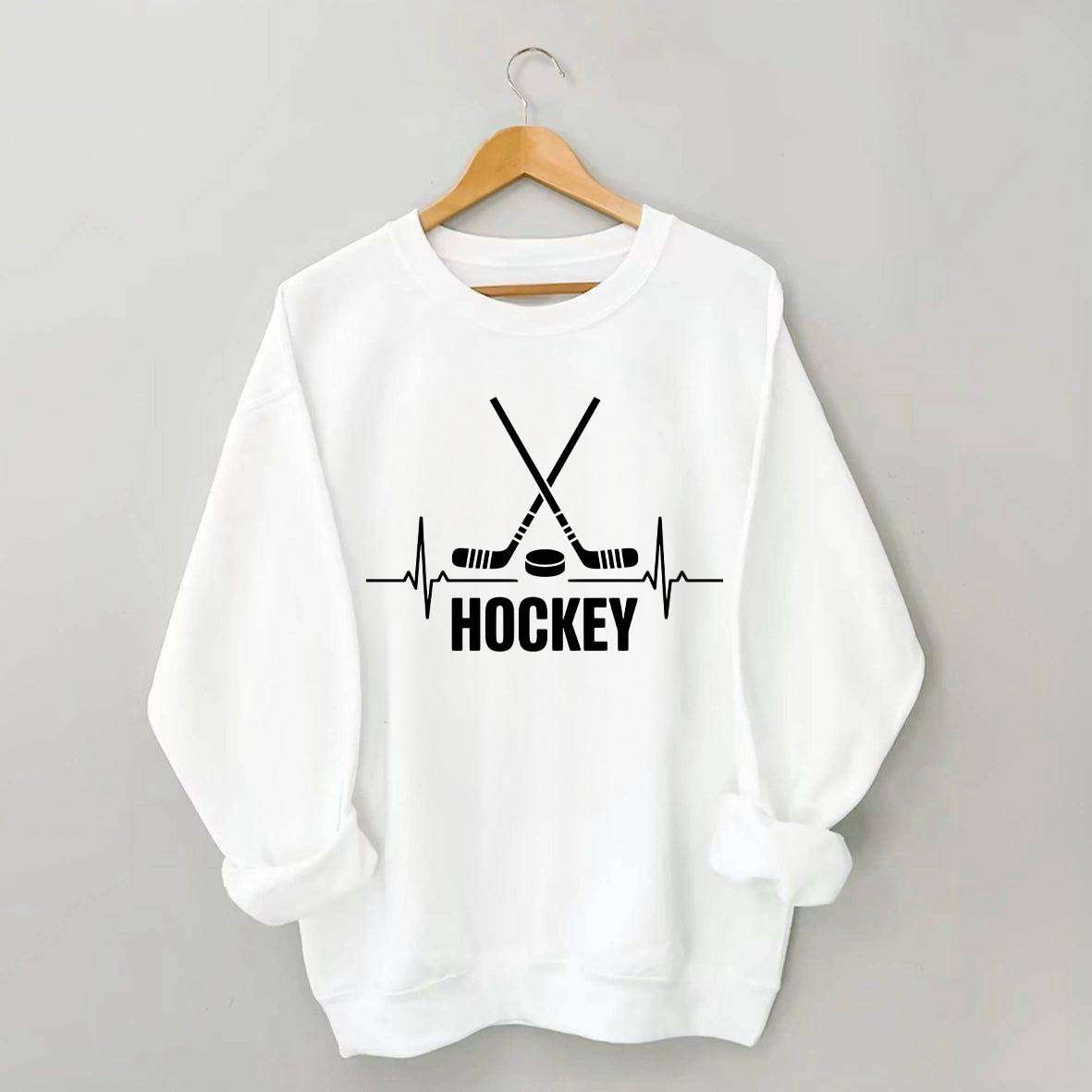 Hockey Sticks & Puck Heartbeat Graphic Sweatshirt