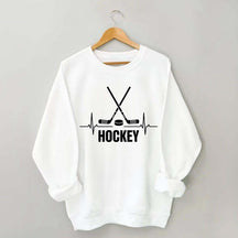 Hockey Sticks & Puck Heartbeat Graphic Sweatshirt