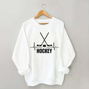 Hockey Sticks & Puck Heartbeat Graphic Sweatshirt