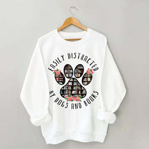 Easily Distracted Dogs And Books Librarian Sweatshirt