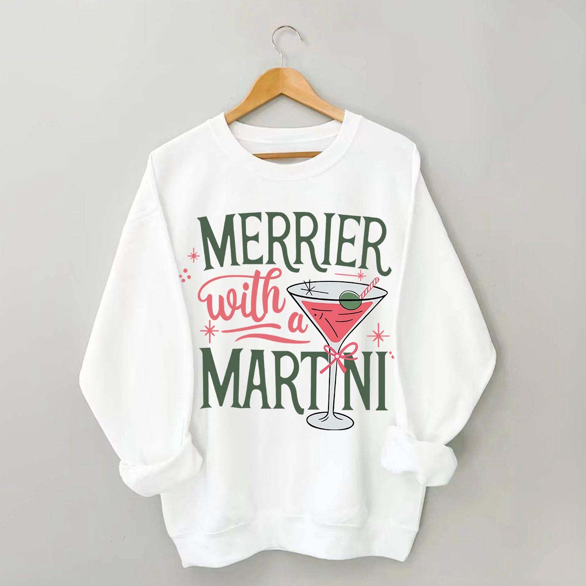 Merrier With A Martini Retro Christmas Sweatshirt