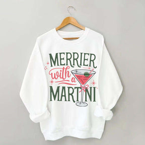Merrier With A Martini Retro Christmas Sweatshirt
