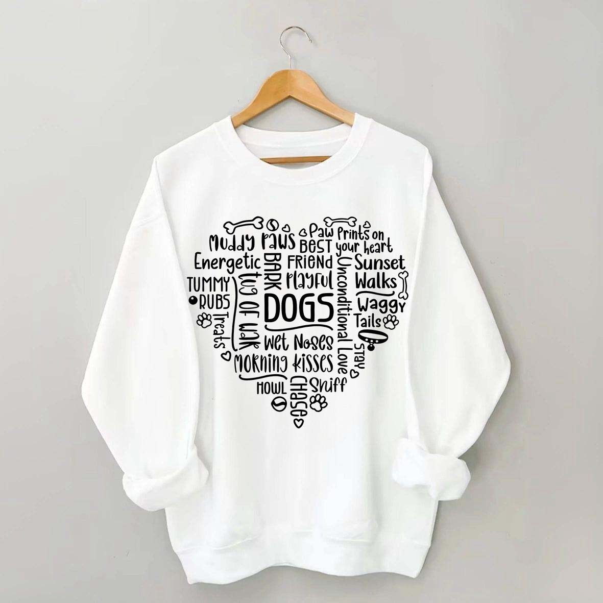 Dog Mom Words in Heart Sweatshirt