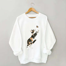 Cute Cat and Butterfly Sweatshirt