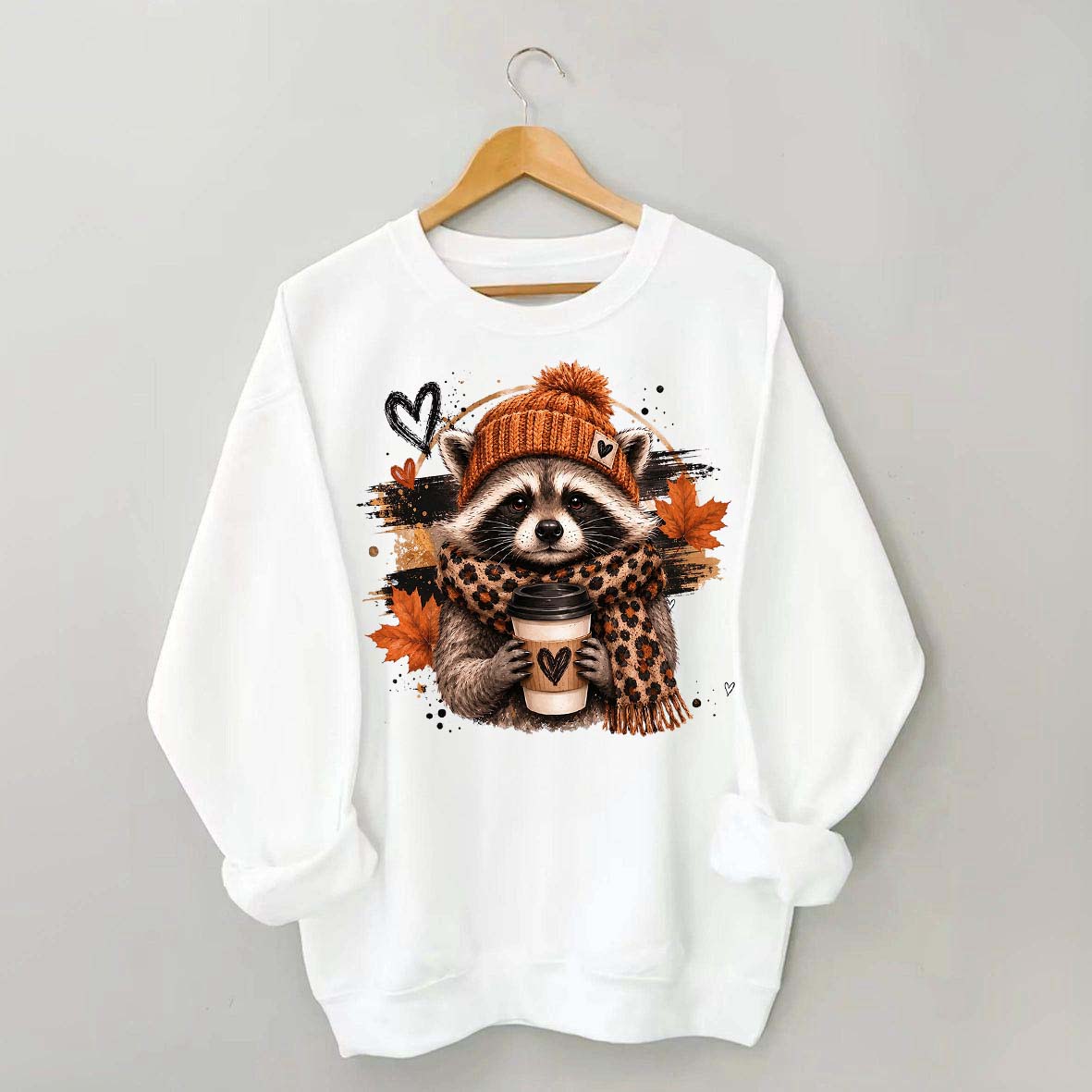 Autumn Coffee Lover Raccoon Sweatshirt