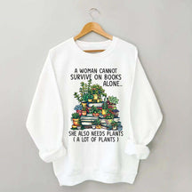 Books Plants Women Sweatshirt