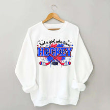 Cozy Gildan Hockey Girl Sweatshirt