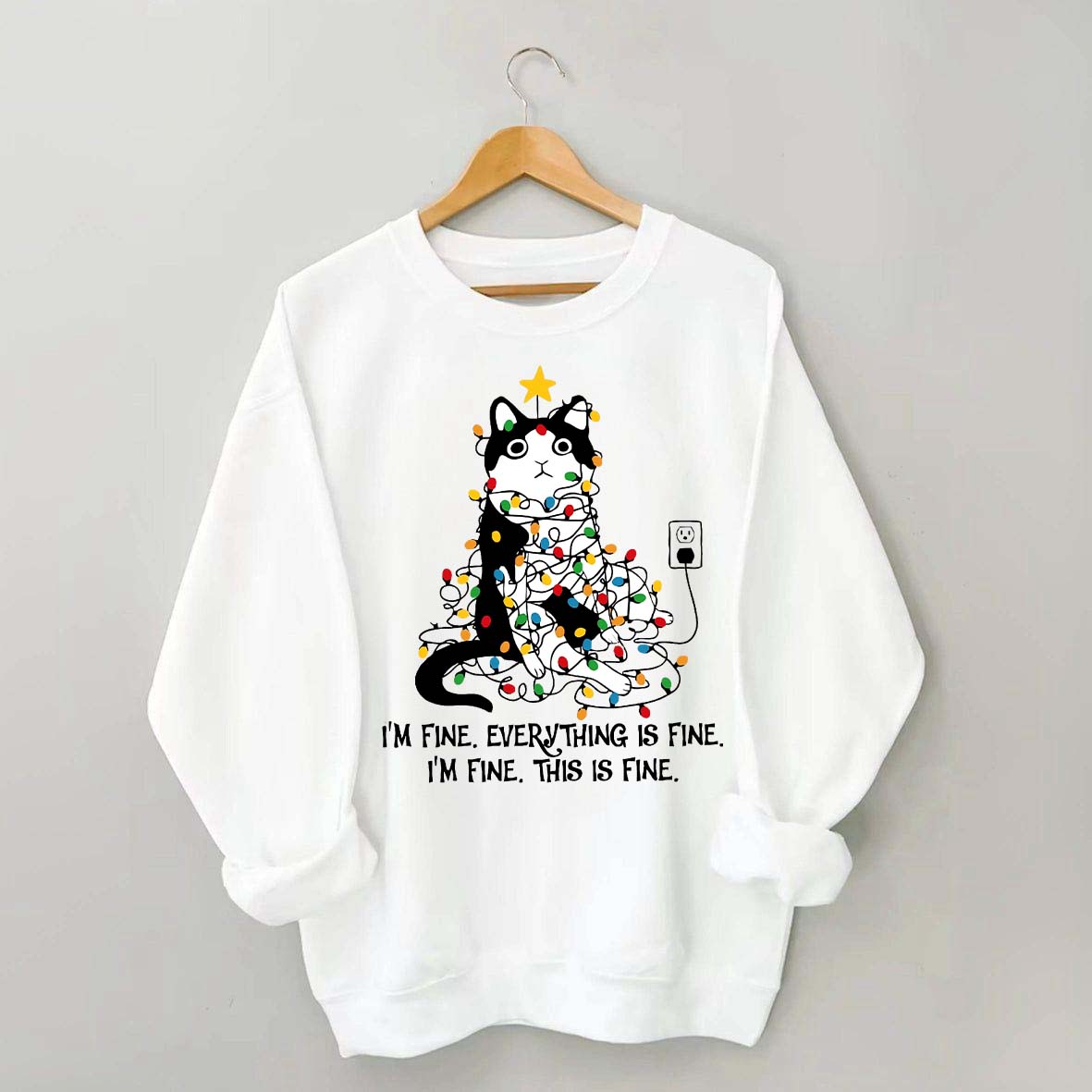 Christmas Cat Lights Sweatshirt