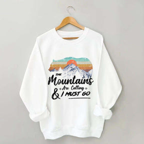 Retro Mountains Are Calling Hiking Camping Sweatshirt