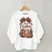 Cozy Christmas Bow Gingerbread Hot Cocoa Holiday Sweatshirt