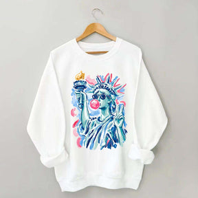 Preppy Statue of Liberty Blowing Bubble Gum Sweatshirt
